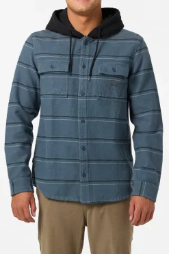 Shirts & Flannels^O'Neill Archer Hooded Flannel Standard Fit Long Sleeve Shirt - | dark slate