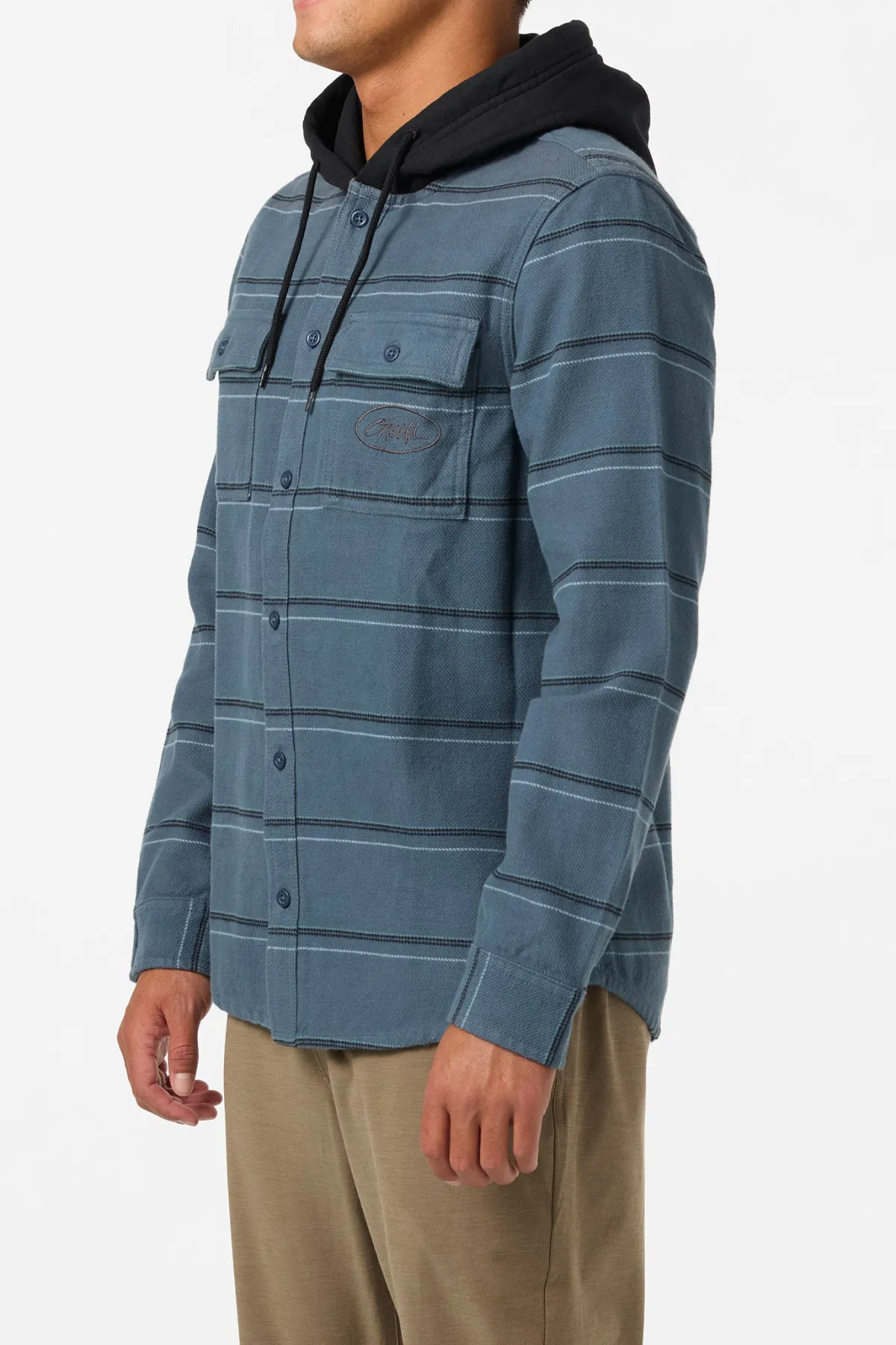 Shirts & Flannels^O'Neill Archer Hooded Flannel Standard Fit Long Sleeve Shirt - | dark slate
