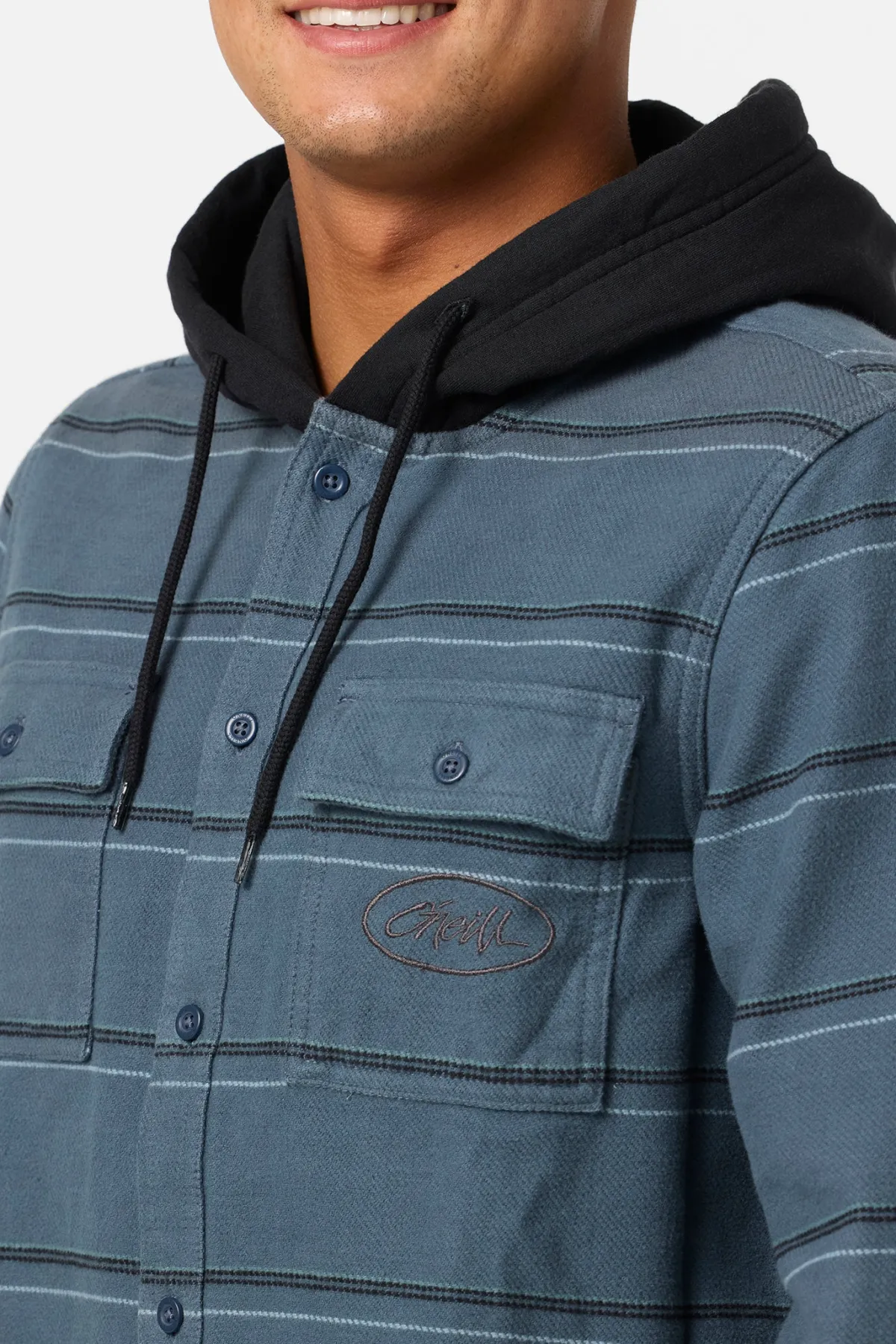 Shirts & Flannels^O'Neill Archer Hooded Flannel Standard Fit Long Sleeve Shirt - | dark slate