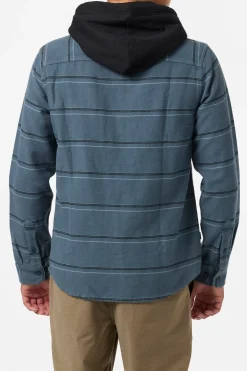 Shirts & Flannels^O'Neill Archer Hooded Flannel Standard Fit Long Sleeve Shirt - | dark slate