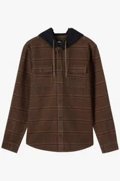 Shirts & Flannels^O'Neill Archer Hooded Flannel Standard Fit Long Sleeve Shirt - | turkish coffee