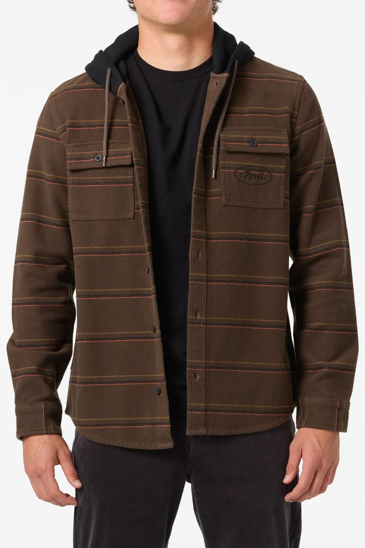 Shirts & Flannels^O'Neill Archer Hooded Flannel Standard Fit Long Sleeve Shirt - | turkish coffee