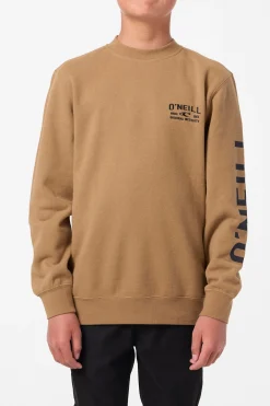 Tops^O'Neill Boy's Fifty Two Cliffs Crew Crew Neck Fleece - Dark Khaki |