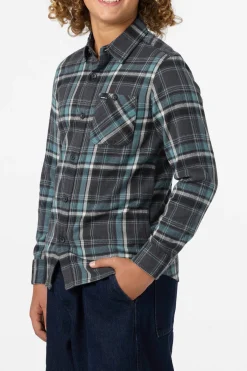 Tops^O'Neill Boy's Redmond Plaid Flannel Long Sleeve Shirt - | graphite