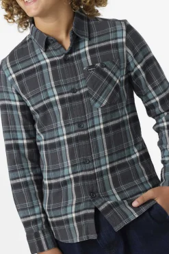 Tops^O'Neill Boy's Redmond Plaid Flannel Long Sleeve Shirt - | graphite