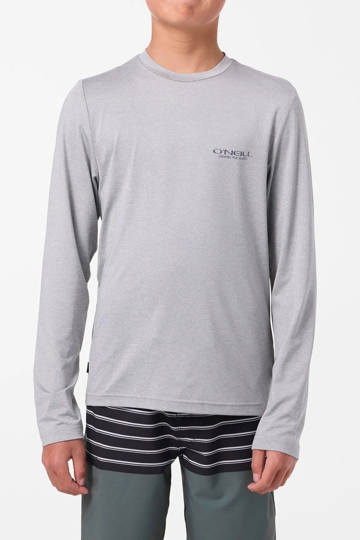 Tops^O'Neill Boy's TRVLR Upf Ls - Stacked Long Sleeve Pullover - | heather grey