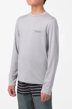 Tops^O'Neill Boy's TRVLR Upf Ls - Stacked Long Sleeve Pullover - | heather grey
