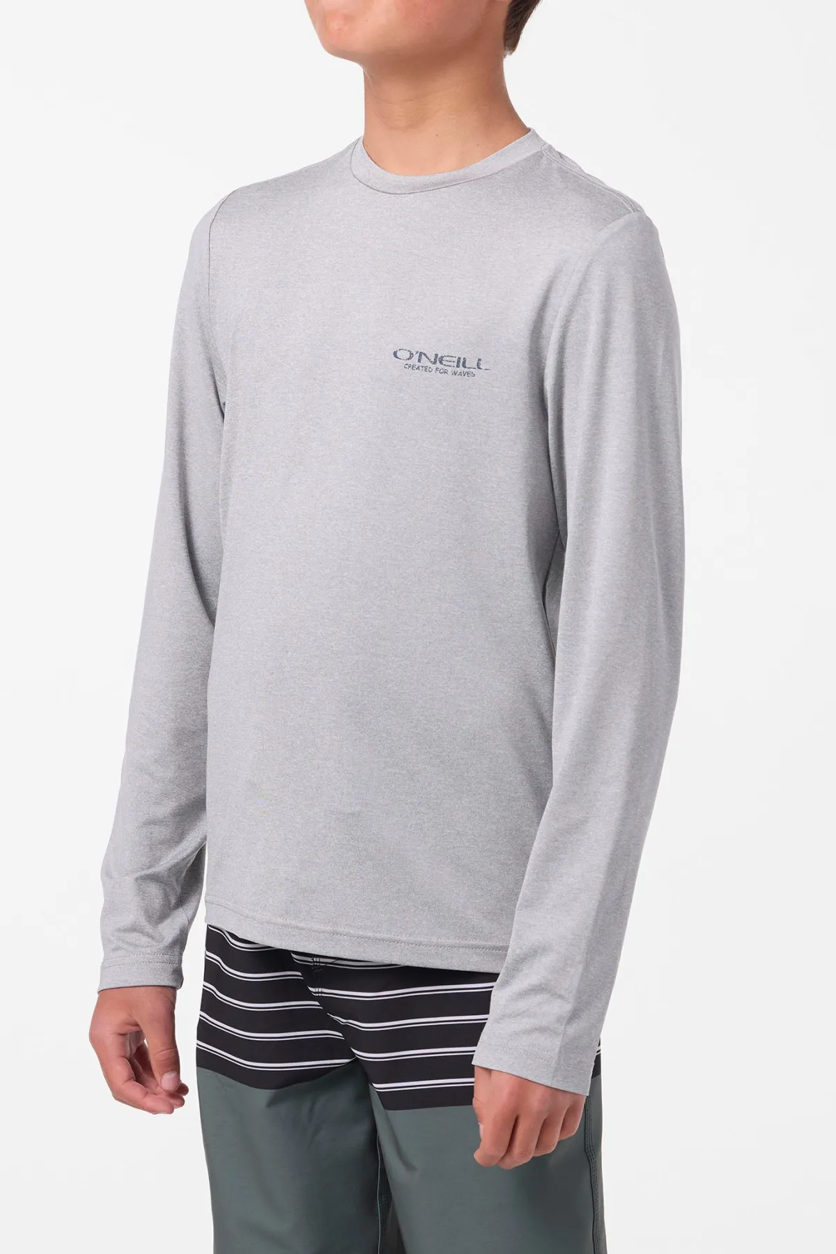 Tops^O'Neill Boy's TRVLR Upf Ls - Stacked Long Sleeve Pullover - | heather grey