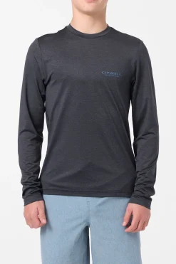 Tops^O'Neill Boy's TRVLR Upf Ls - Stacked Long Sleeve Pullover - | hthr black