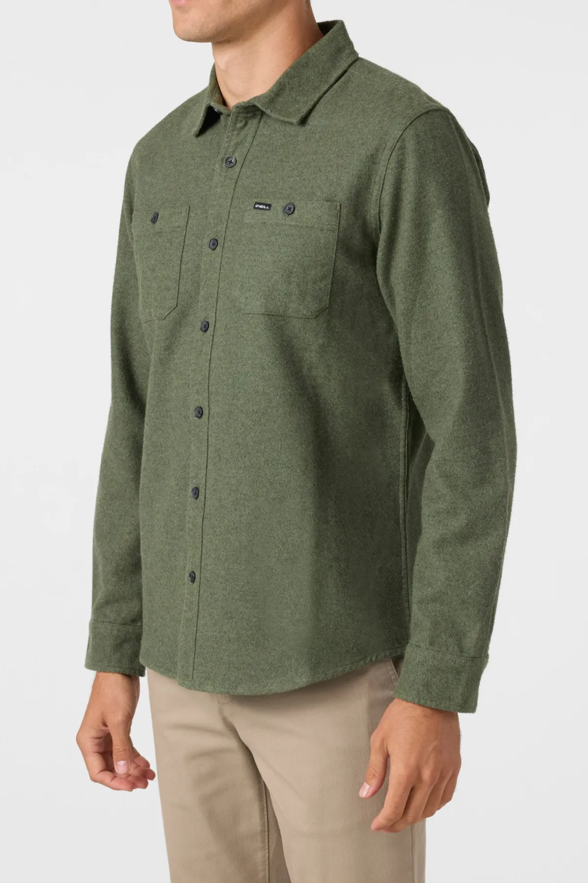 Shirts & Flannels^O'Neill Breakwater Solid Flannel Standard Fit Long Sleeve Shirt - | dark olive