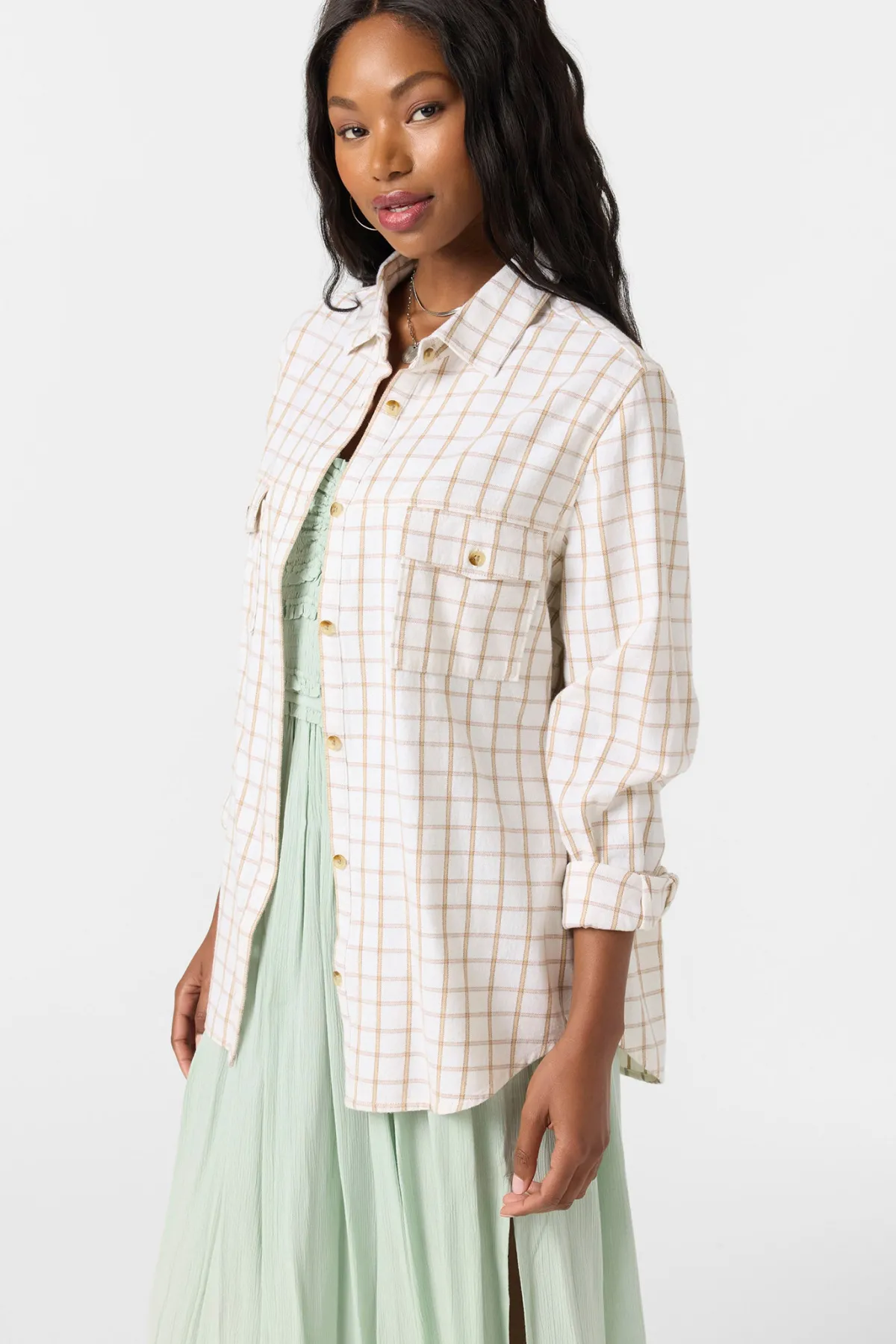 Tops^O'Neill Brooks Flannel Long Sleeve Top - | winter white