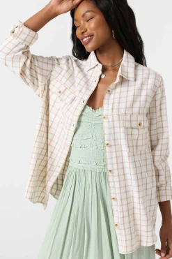 Tops^O'Neill Brooks Flannel Long Sleeve Top - | winter white
