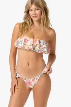 Bikini Tops^O'Neill Camellia Floral Diaz Bandeau Top - | vanilla