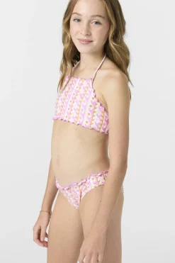 Swimwear^O'Neill Girl's Balearic Waves Ruffle Edge High Neck Top Set multi clr