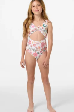 Swimwear^O'Neill Girl's Camellia Floral Twisted One-Piece - | vanilla