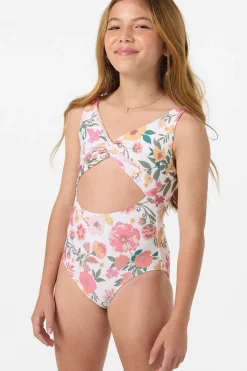 Swimwear^O'Neill Girl's Camellia Floral Twisted One-Piece - | vanilla