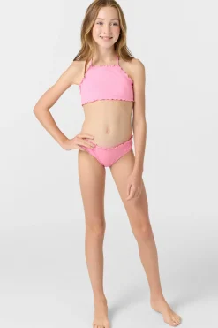 Sale^O'Neill Girl's Dawnbreak Rib Hi-Neck Ruffle Edge Set High Neck Top Set - | sachet pink