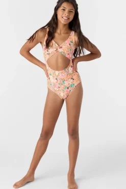Swimwear^O'Neill Girl's Kelly Floral Twisted One-Piece desert flower