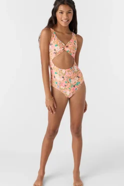Swimwear^O'Neill Girl's Kelly Floral Twisted One-Piece desert flower