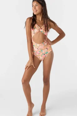 Swimwear^O'Neill Girl's Kelly Floral Twisted One-Piece desert flower