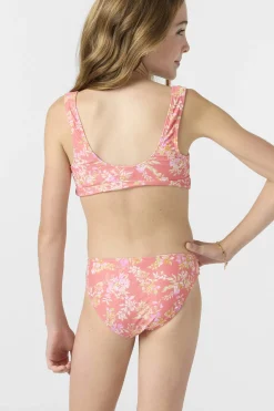 Swimwear^O'Neill Girl's Nayomi Floral Fixed Tri Top Set porcelain rose