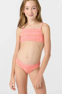 Swimwear^O'Neill Girl's Paradise Plaid Square Neck Bralette Top Set sachet pink