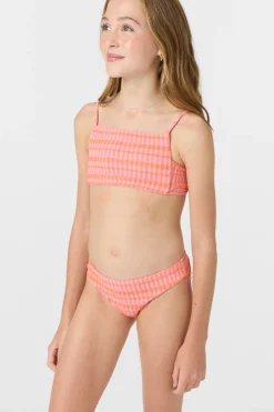 Swimwear^O'Neill Girl's Paradise Plaid Square Neck Bralette Top Set sachet pink