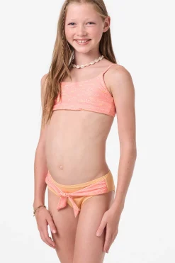 Swimwear^O'Neill Girl's Sunshine Revo Tie Back Bralette Set fusion coral