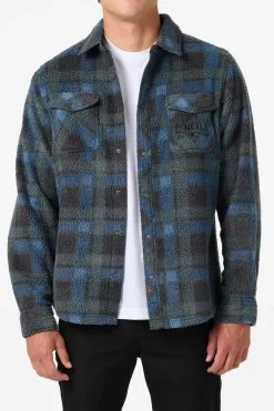 Hoodies & Fleece^O'Neill Glacier Plaid High Pile Superfleece Standard Fit Long Sleeve Shirt - | dark slate