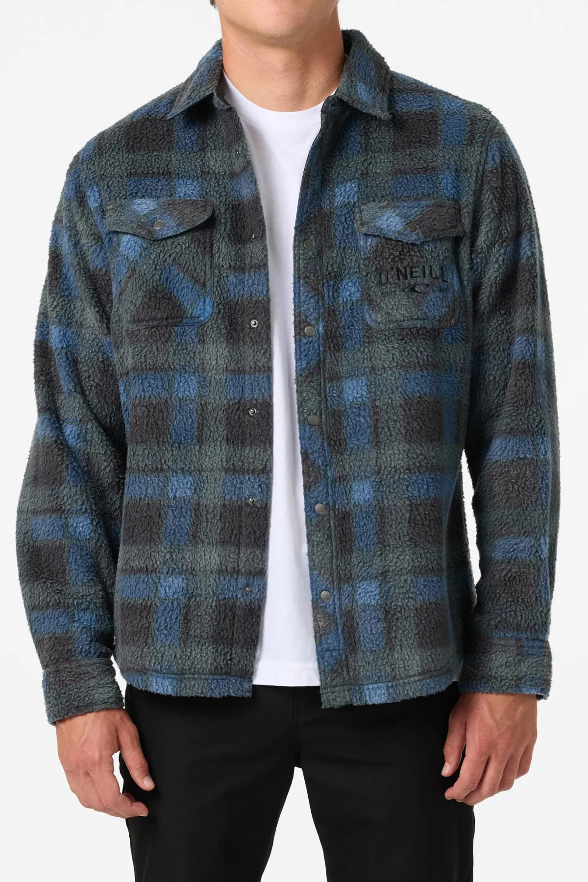 Hoodies & Fleece^O'Neill Glacier Plaid High Pile Superfleece Standard Fit Long Sleeve Shirt - | dark slate