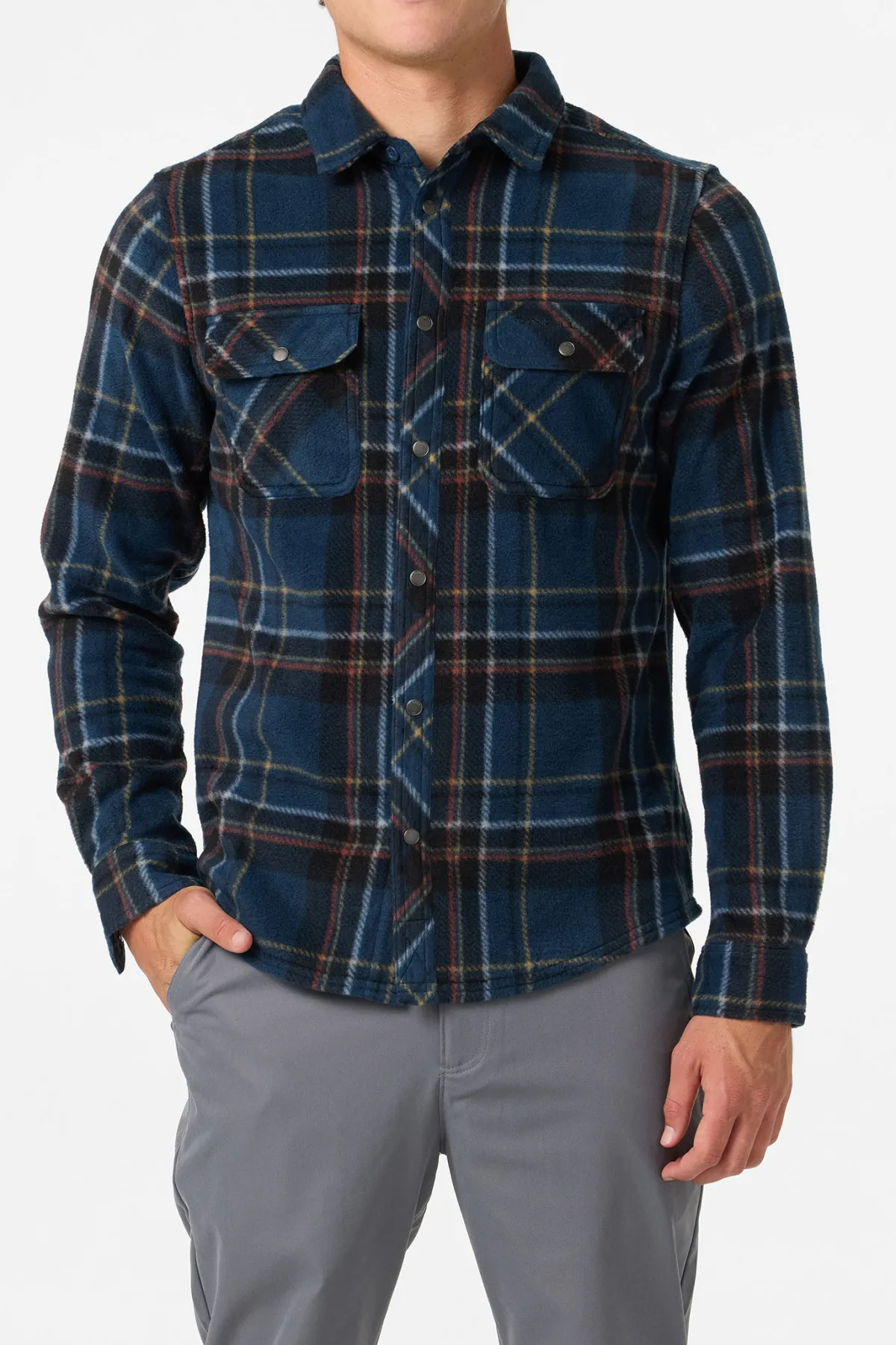Shirts & Flannels^O'Neill Glacier Plaid Superfleece Standard Fit Long Sleeve Shirt midnight navy