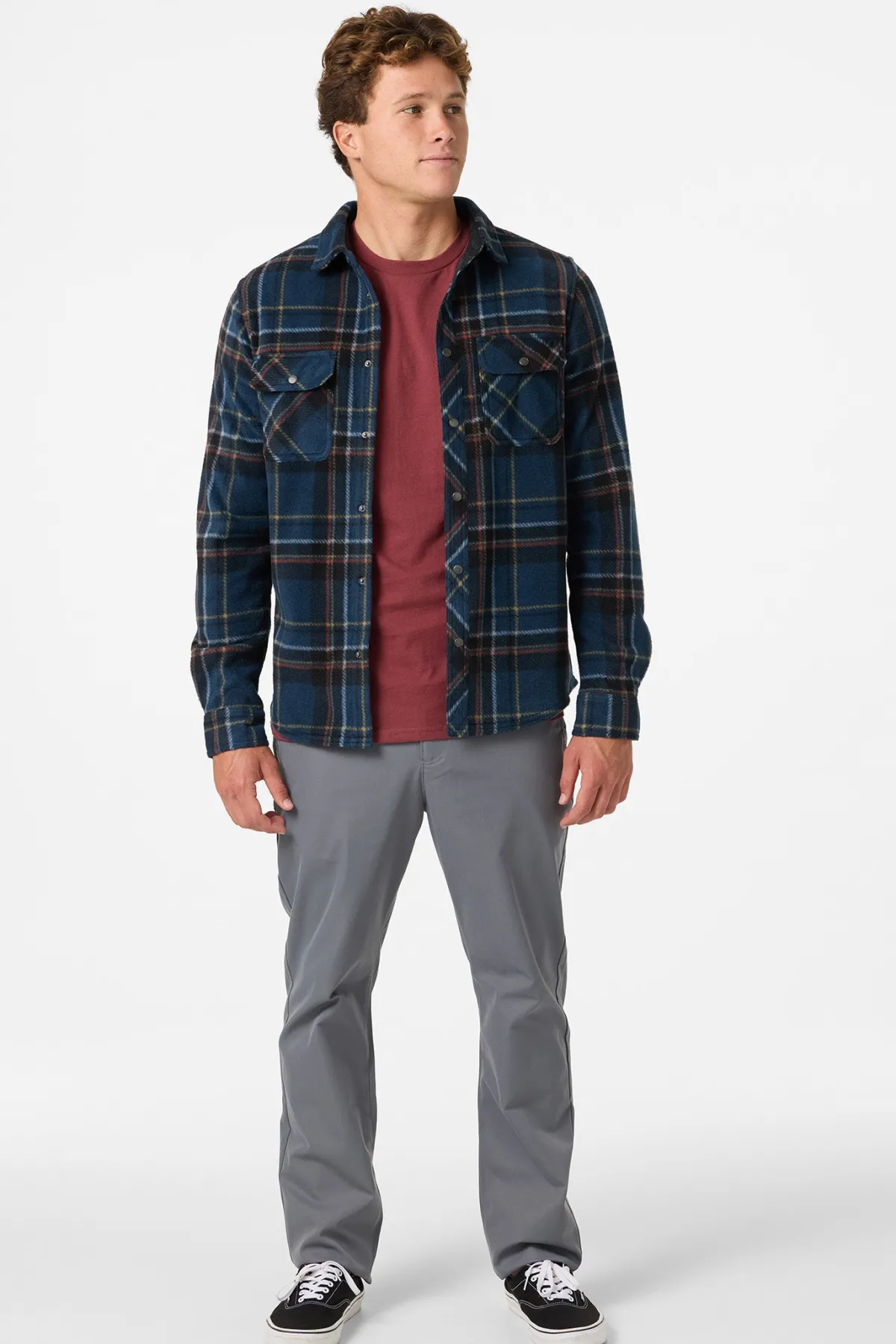 Shirts & Flannels^O'Neill Glacier Plaid Superfleece Standard Fit Long Sleeve Shirt midnight navy