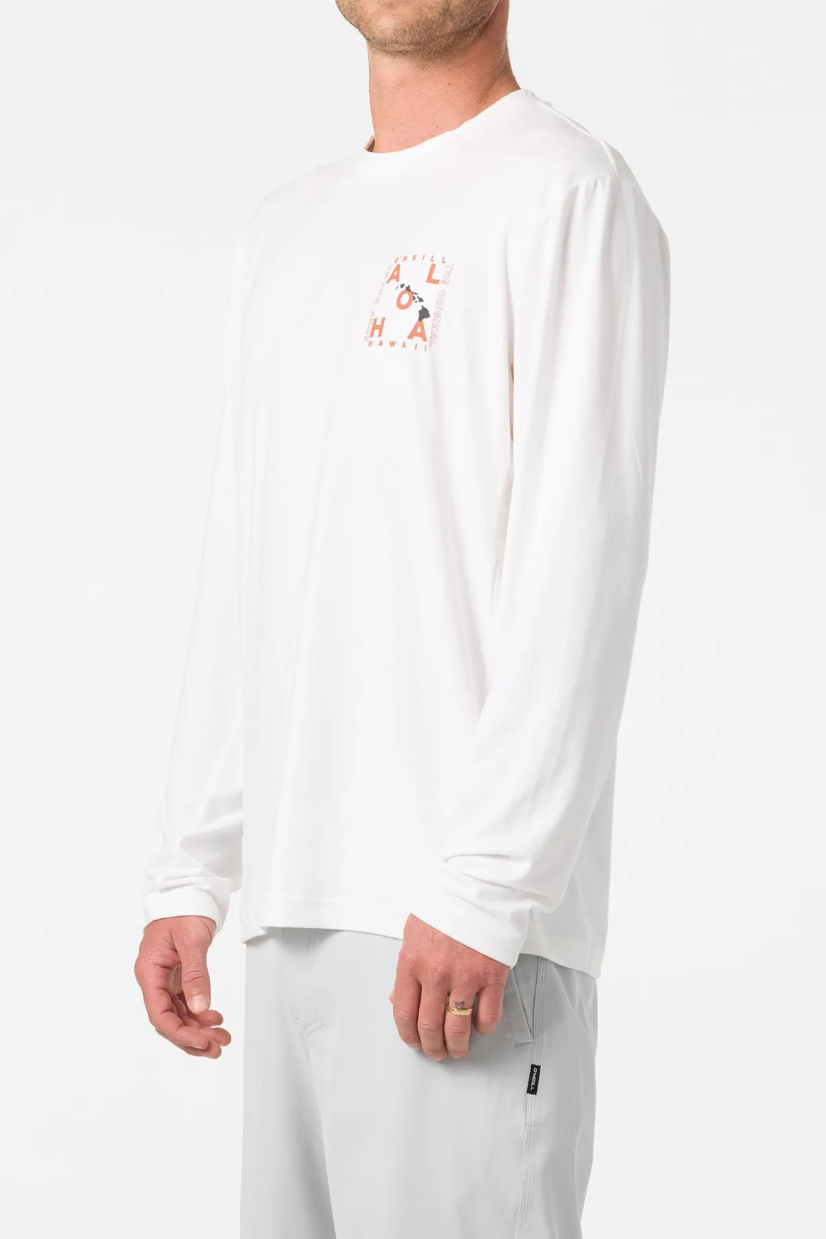 Tees & Tanks^O'Neill Hawaii Layout Upf Ls Shirt Standard Fit Long Sleeve Tee - | white