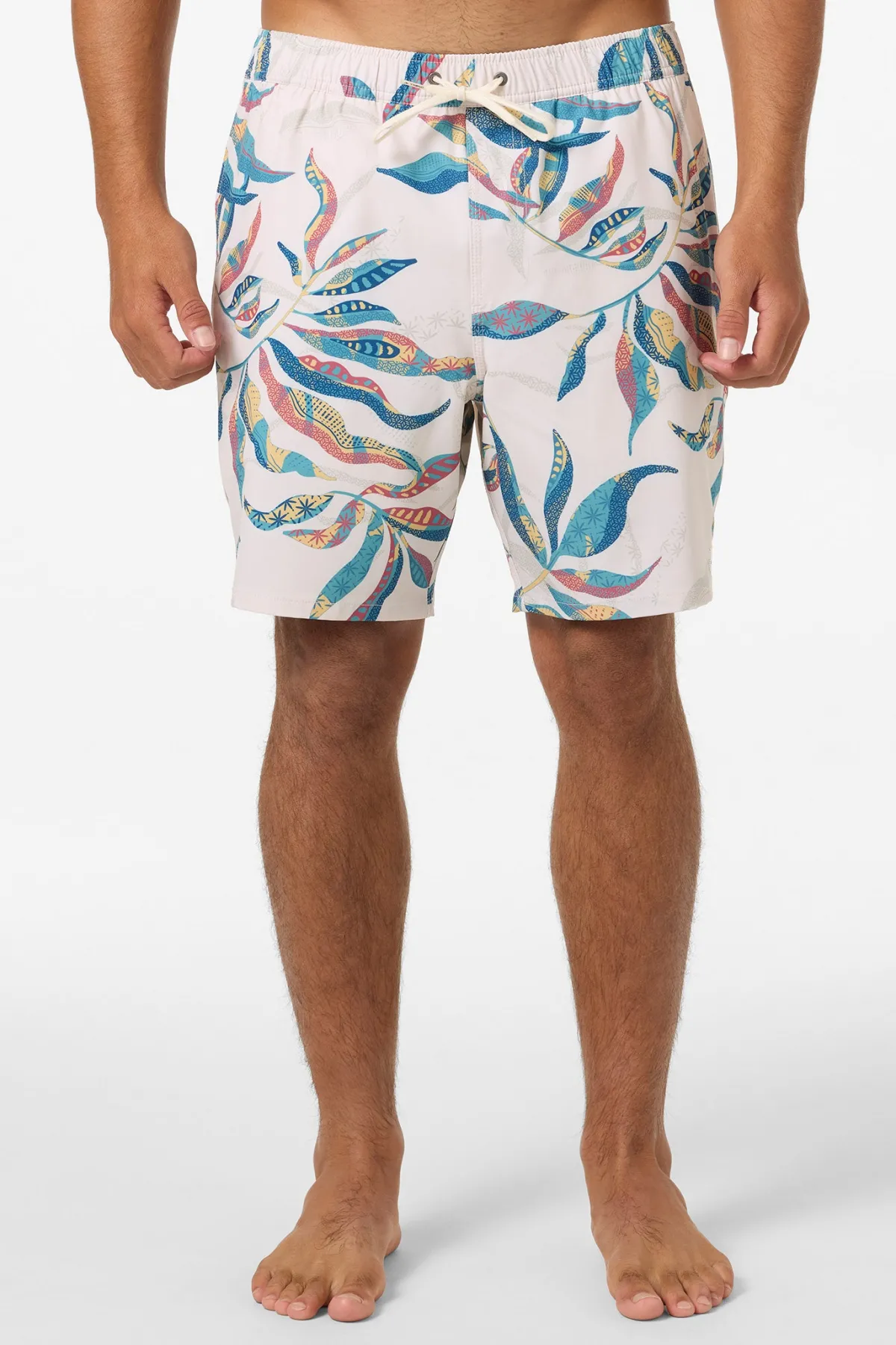 Short Length^O'Neill Hermosa Elastic Waist Lined 17" Swim Trunks Trunks - | cream 3