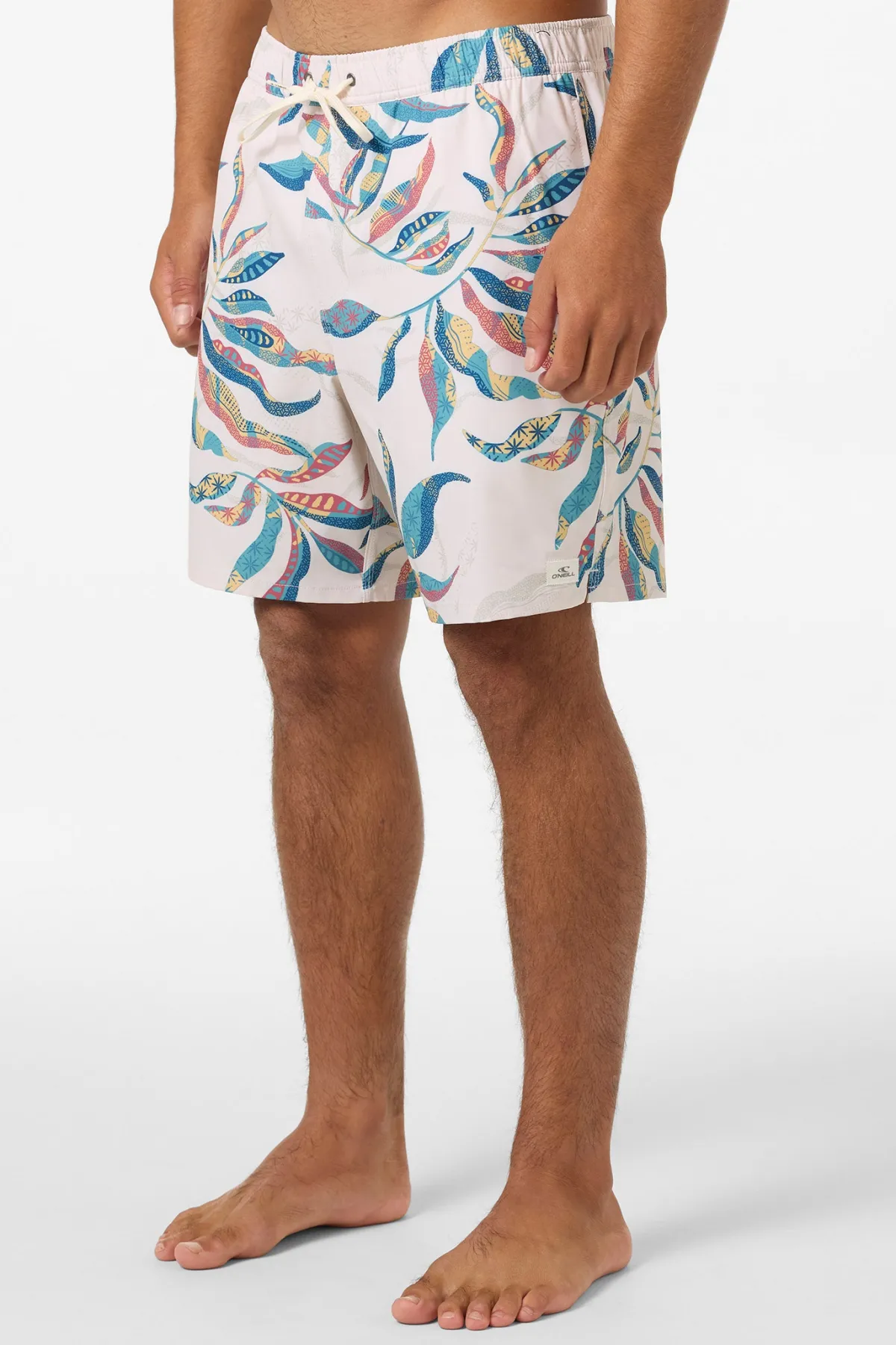 Short Length^O'Neill Hermosa Elastic Waist Lined 17" Swim Trunks Trunks - | cream 3