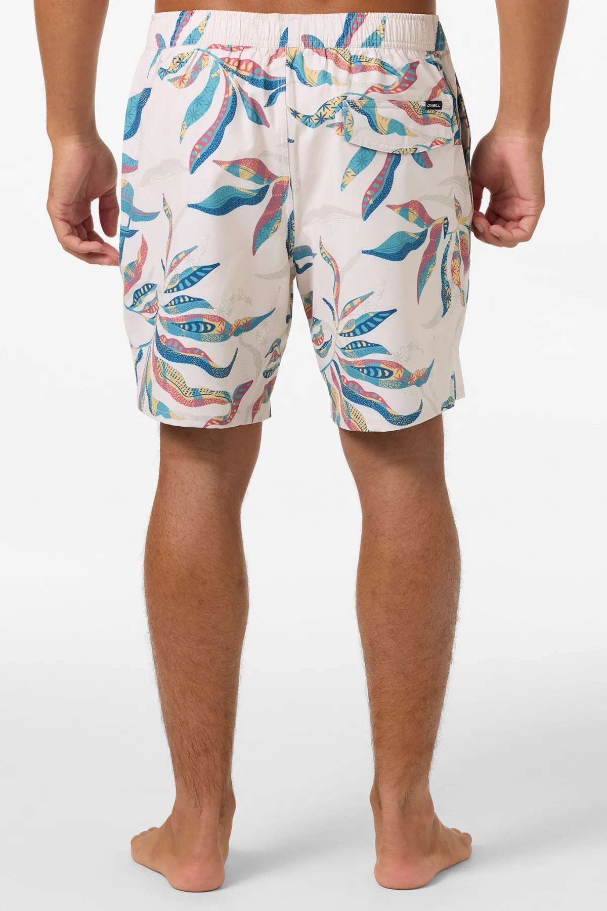 Short Length^O'Neill Hermosa Elastic Waist Lined 17" Swim Trunks Trunks - | cream 3