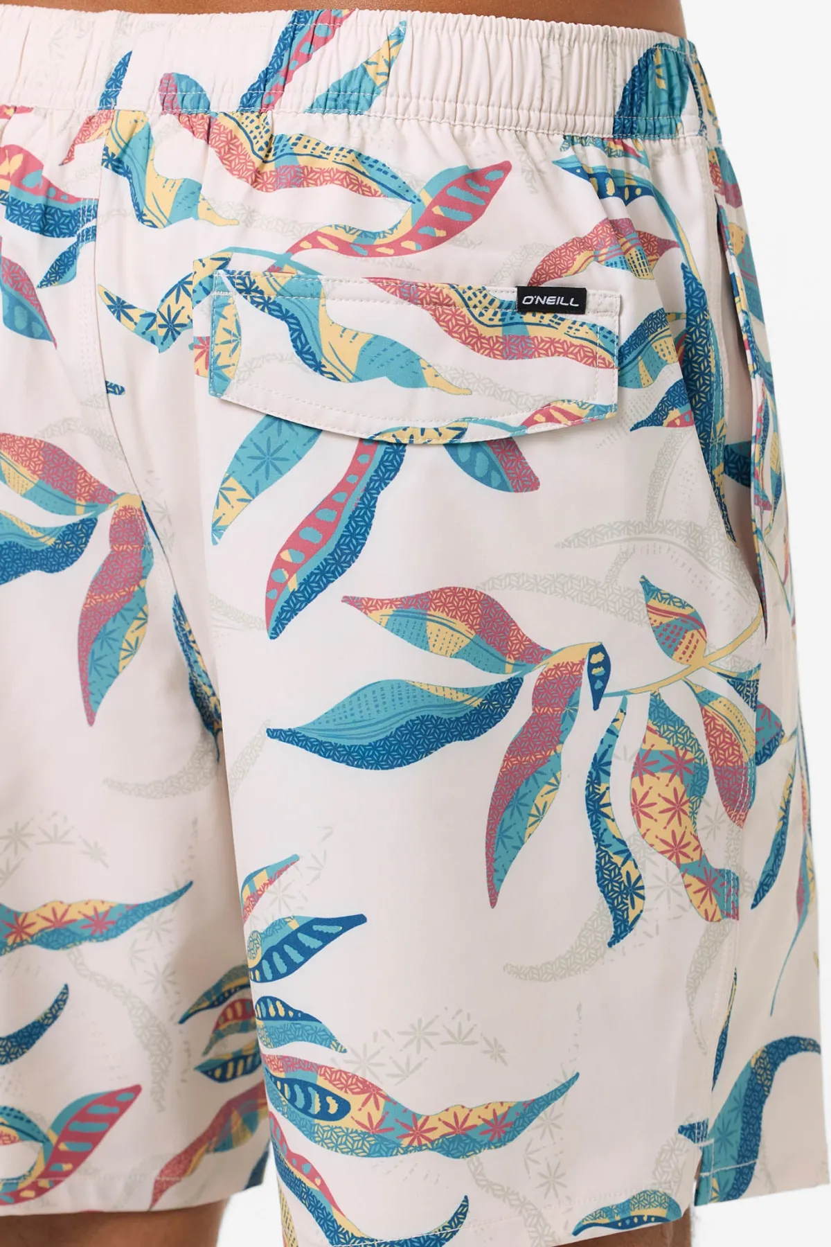 Short Length^O'Neill Hermosa Elastic Waist Lined 17" Swim Trunks Trunks - | cream 3