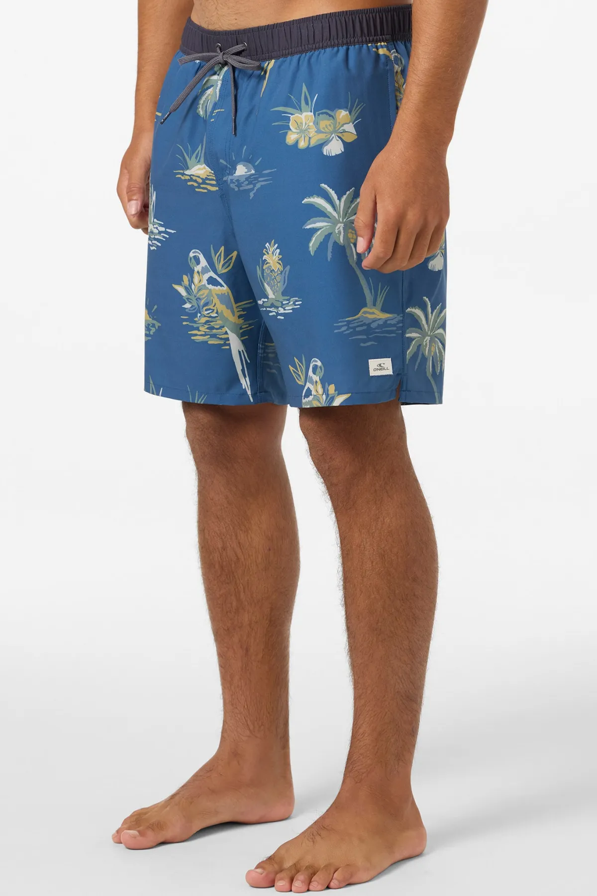Short Length^O'Neill Hermosa Light Lined Elastic Waist 17" Swim Trunks Trunks - | indigo
