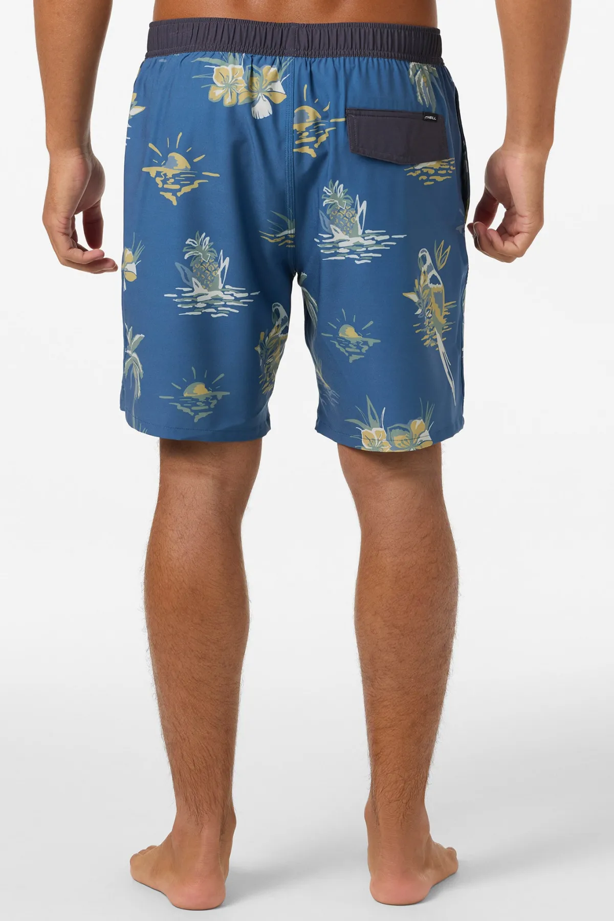 Short Length^O'Neill Hermosa Light Lined Elastic Waist 17" Swim Trunks Trunks - | indigo