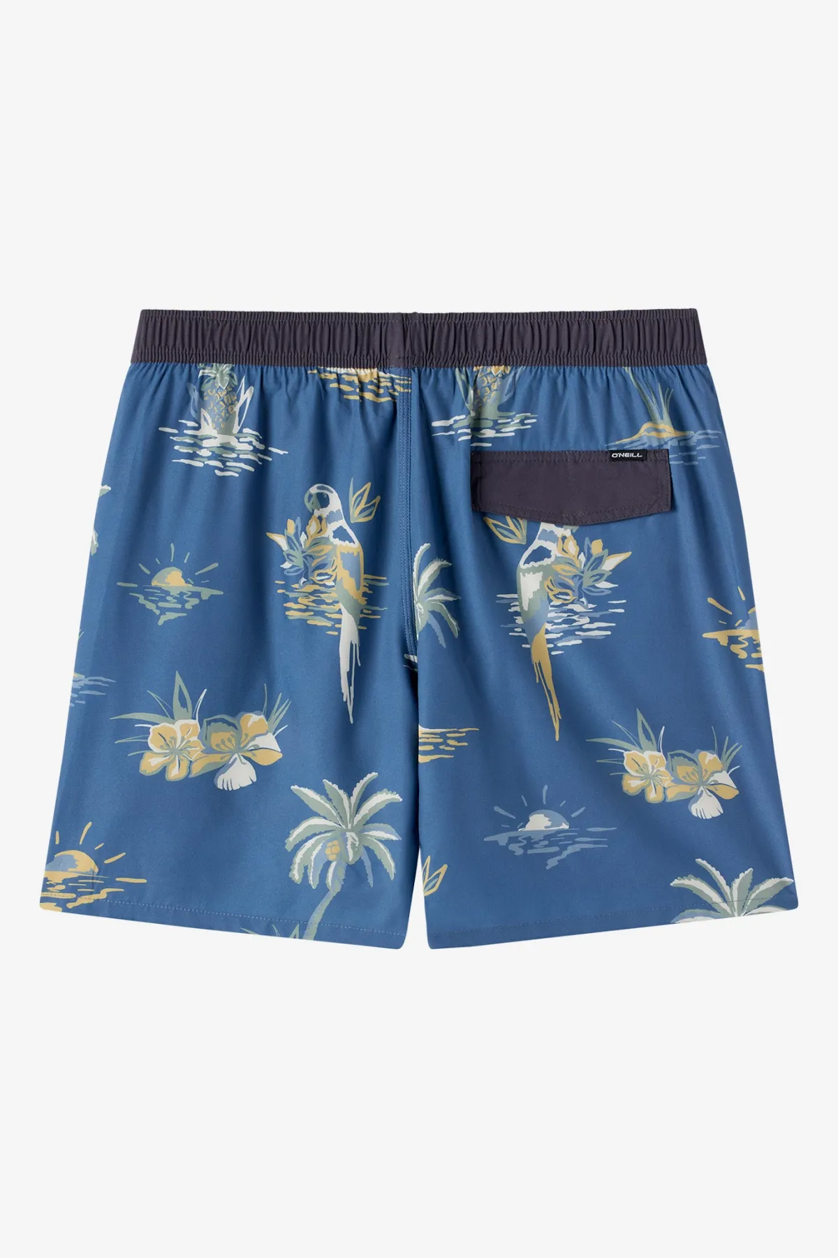 Short Length^O'Neill Hermosa Light Lined Elastic Waist 17" Swim Trunks Trunks - | indigo