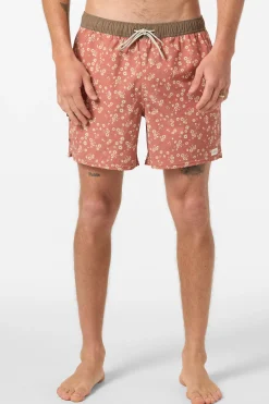New Arrivals^O'Neill Hermosa Retro 17" Elastic Waist Swim Trunks chutney