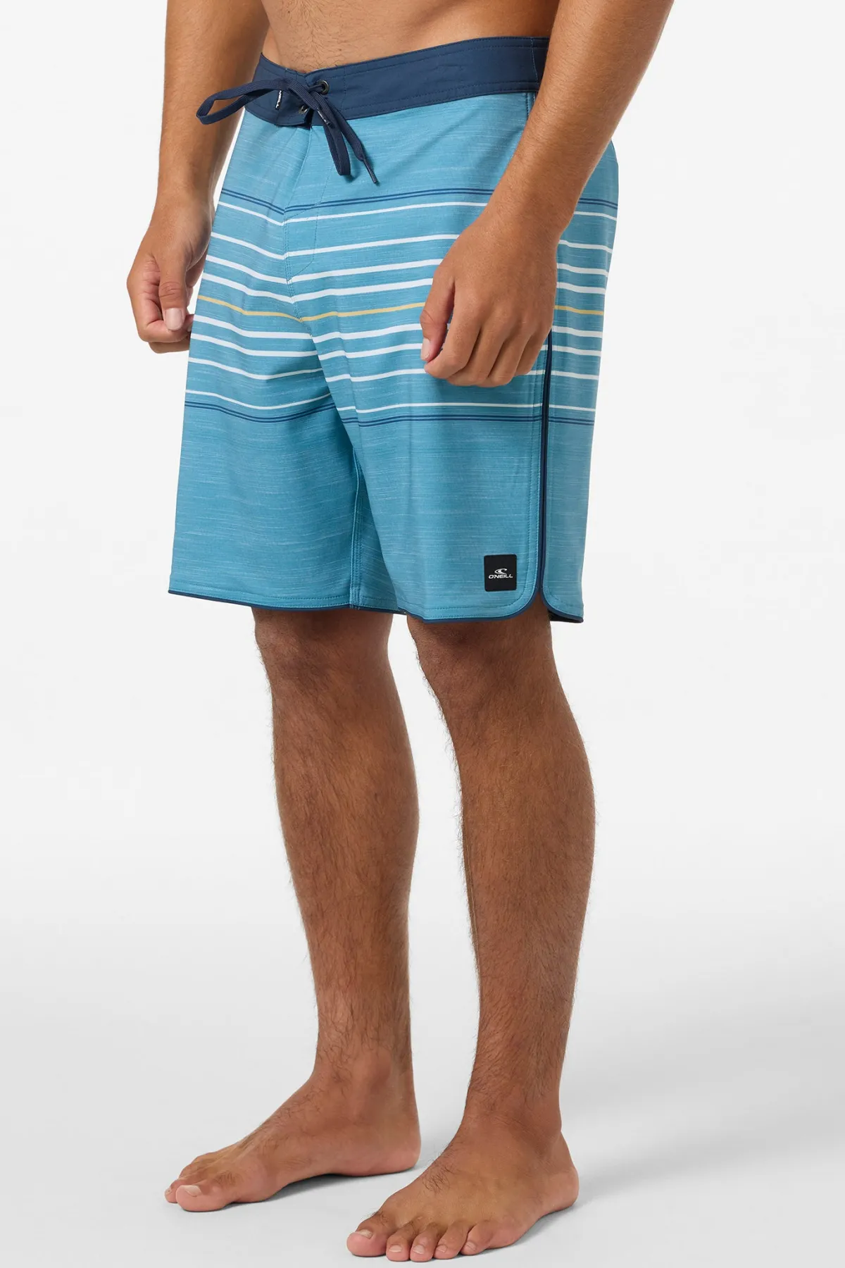 Performance|Mid Length^O'Neill Hyperfreak Heat Stripe Scallop 18" Boardshorts - | stormy