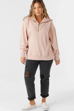 Sweaters, Hoodies & Fleece^O'Neill Karma Mock Zip Crew Neck Fleece - | rose dust