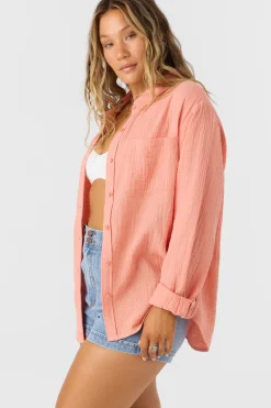 Tops^O'Neill Leni Relaxed Long Sleeve Top - | canyon clay