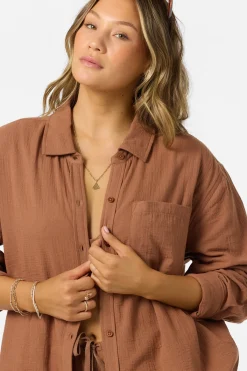 Matching Sets|New Arrivals^O'Neill Leni Relaxed Long Sleeve Top carob brown