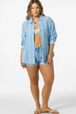 Matching Sets|New Arrivals^O'Neill Leni Waves Stripe Relaxed Long Sleeve Top chambray blue