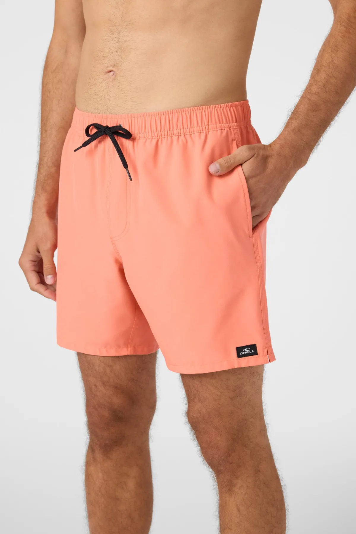 Short Length^O'Neill Lennox Hermosa Solid 17" Swim Trunks Trunks - | peach echo
