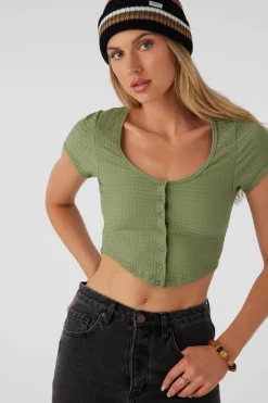 Tops^O'Neill Marlena Textured Top Crop Top - | oil green