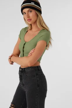 Tops^O'Neill Marlena Textured Top Crop Top - | oil green