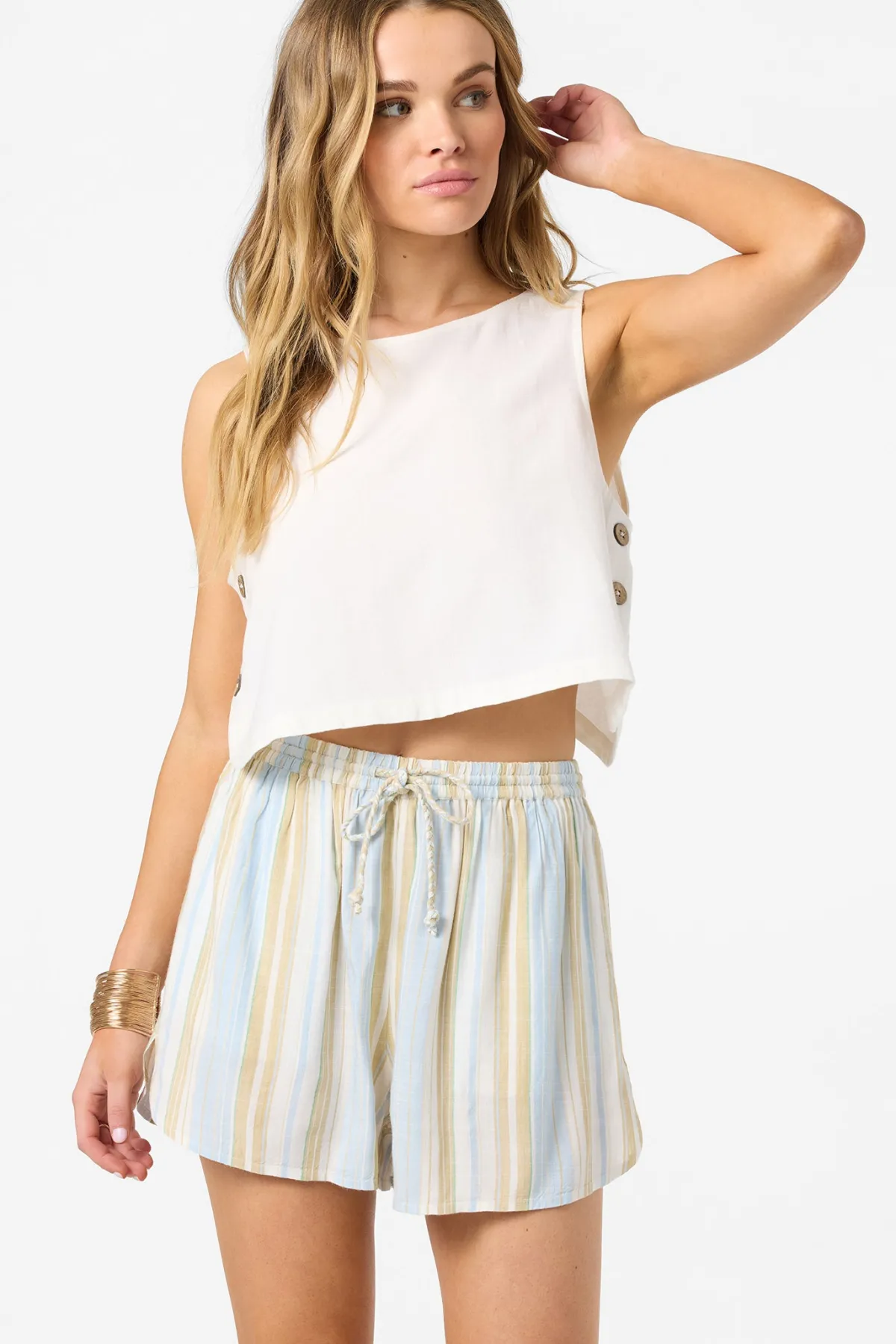 New Arrivals|Bottoms^O'Neill Millie Stripe Beach Shorts - | tapioca